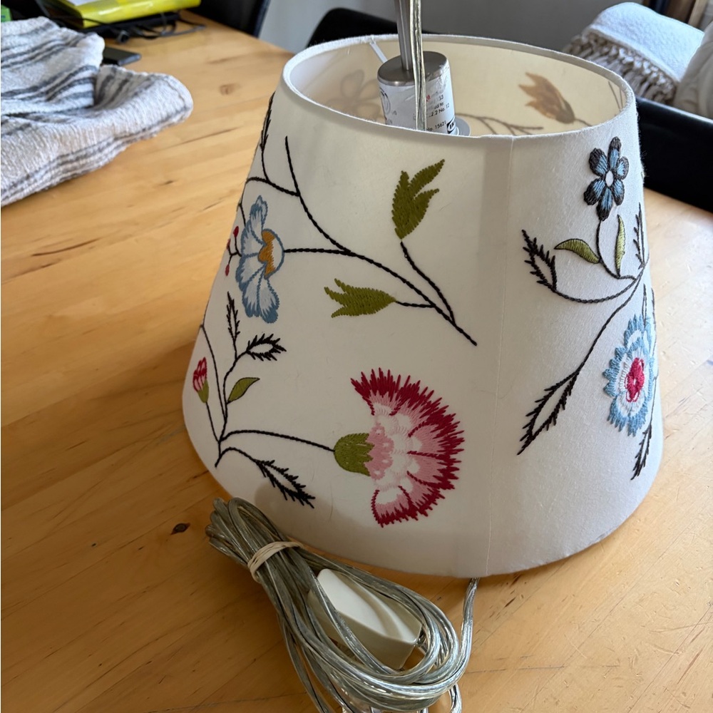 IKEA White and Gold Floral Fabric Lamp Shade - Picture 2 of 8